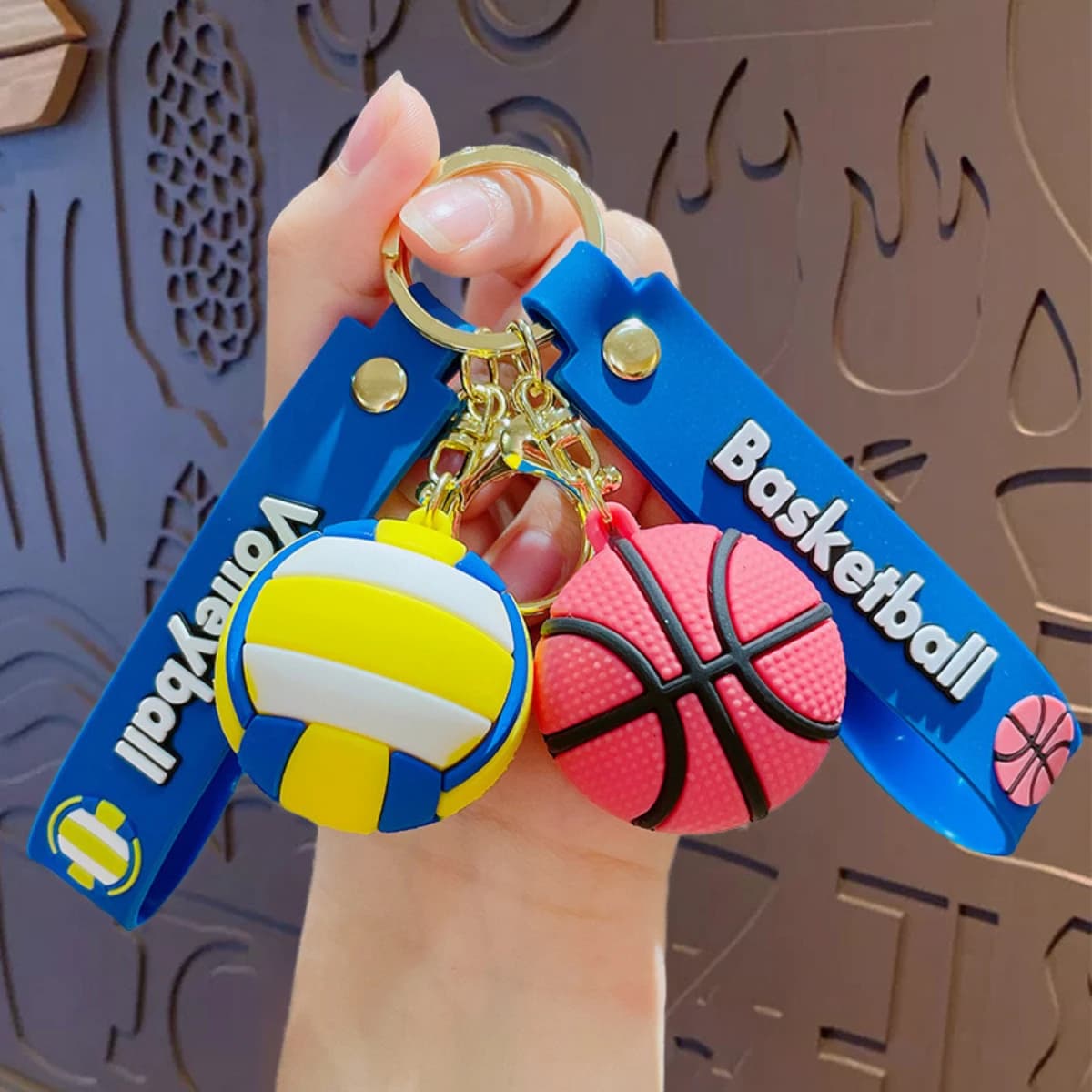 Football Basketball Volleyball Tennis Rugby Keychain PVC Creative Mini Key Ring Backpack Pendant Car Accessories Gift