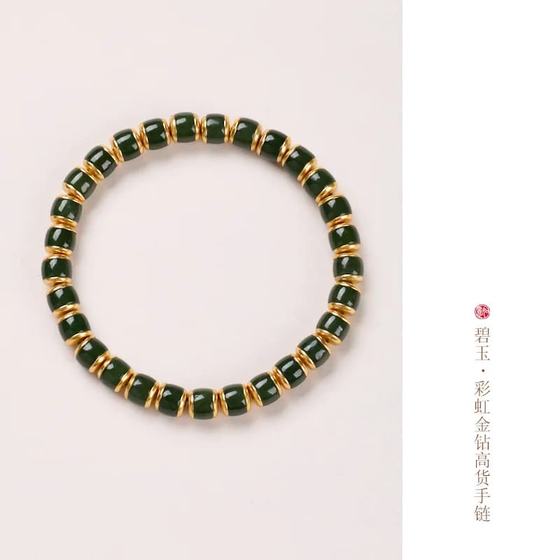 Bracciale in giada verde Hetian in argento sterling S925, catena con perline di nefrite naturale, gioielli con pietre preziose minimaliste di lusso