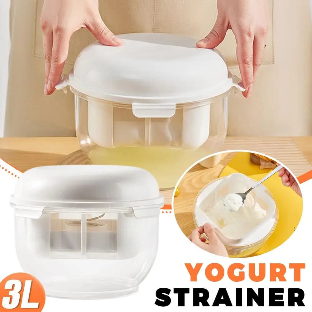 Filtro per Yogurt Fatto in Casa da 3L, Grado Alimentare, Riutilizzabile, Separatore di Siero Professionale, Colino a Rete Ultra-fine per Drenaggio Acqua