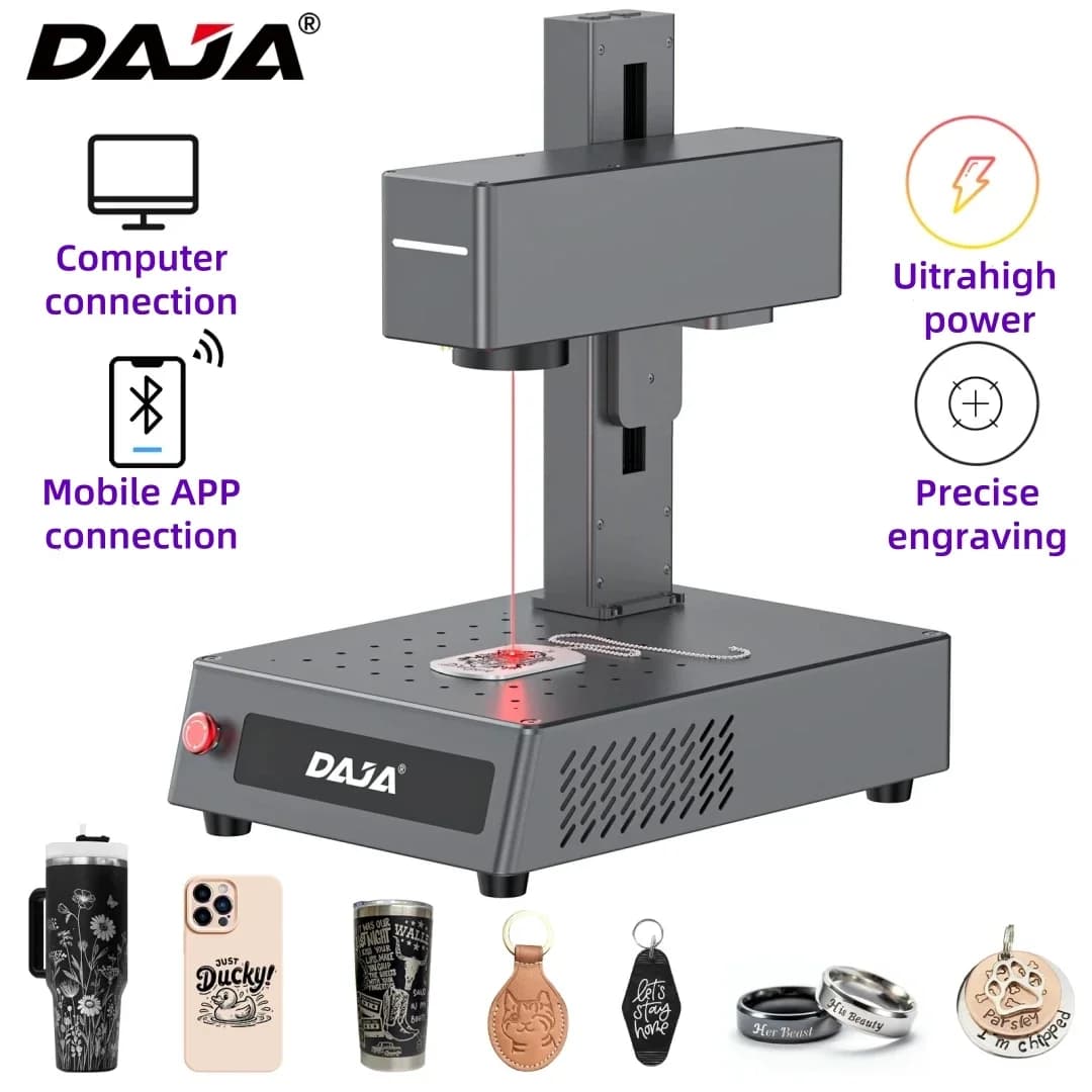DAJA S5 Macchina Portatile per Marcatura Laser a Fibra per iPhone, Android, Computer, Gioielli, Alta Precisione, Incisione su Tutti i Metalli