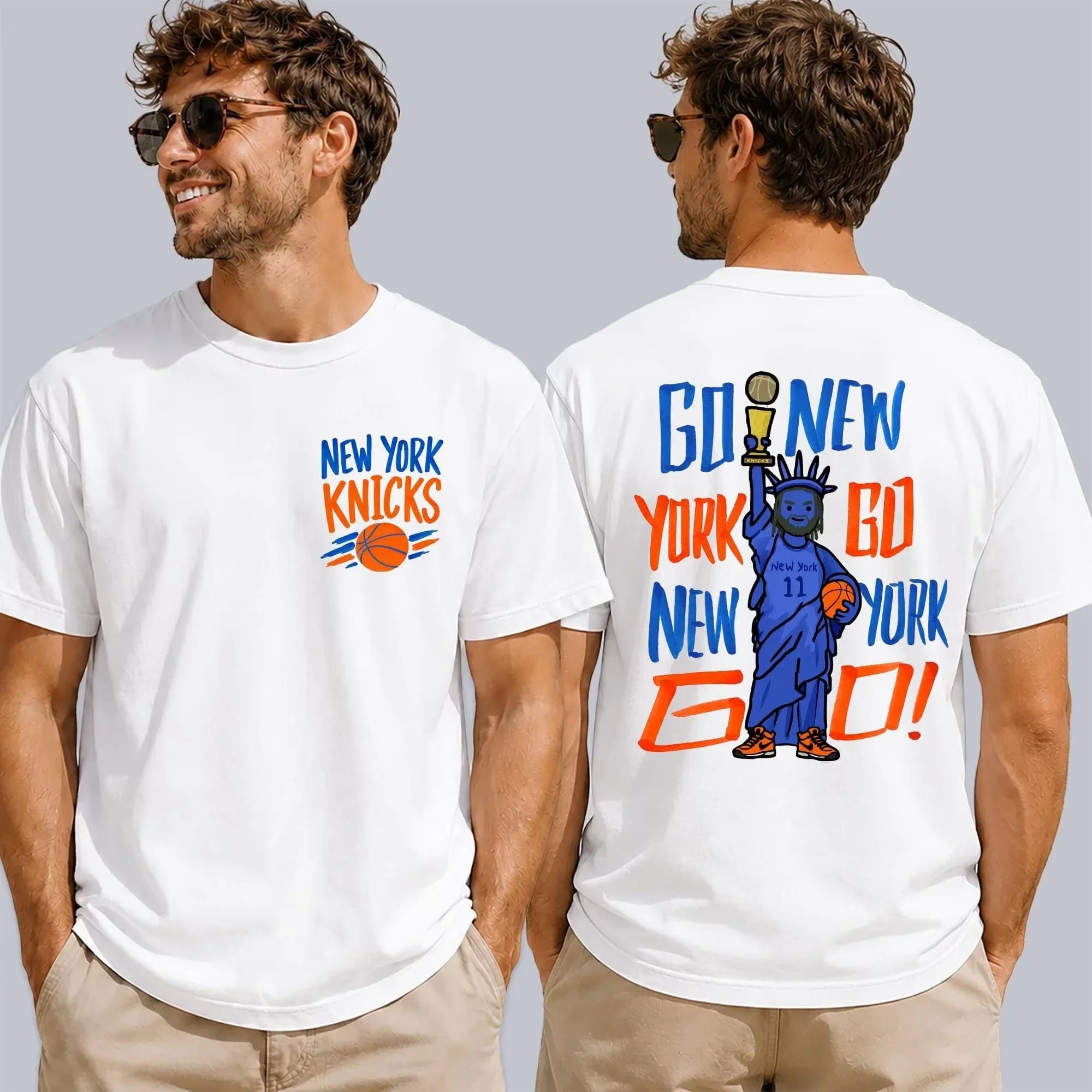 Jalen Brunson New York NY-Knicks Go Graphic T-shirt Men and Women 100%Cotton Y2K Clothing Fashion Round Neck Short Sleeved Tee