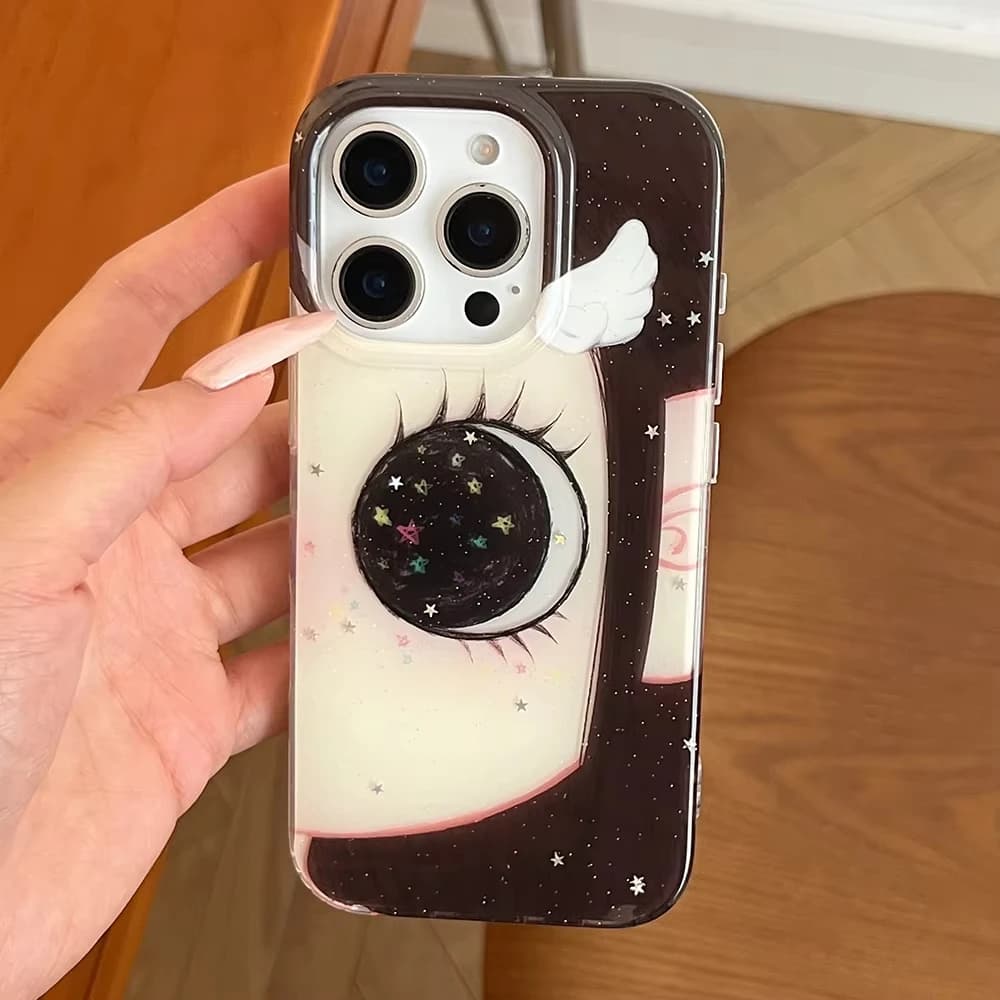 Bella Anime Girl Shinning Big Eye Cassa Del Telefono Per iPhone 17 Air 16 Pro Max 15 14 Plus 13 12 11 Antiurto Copertura Posteriore In Silicone