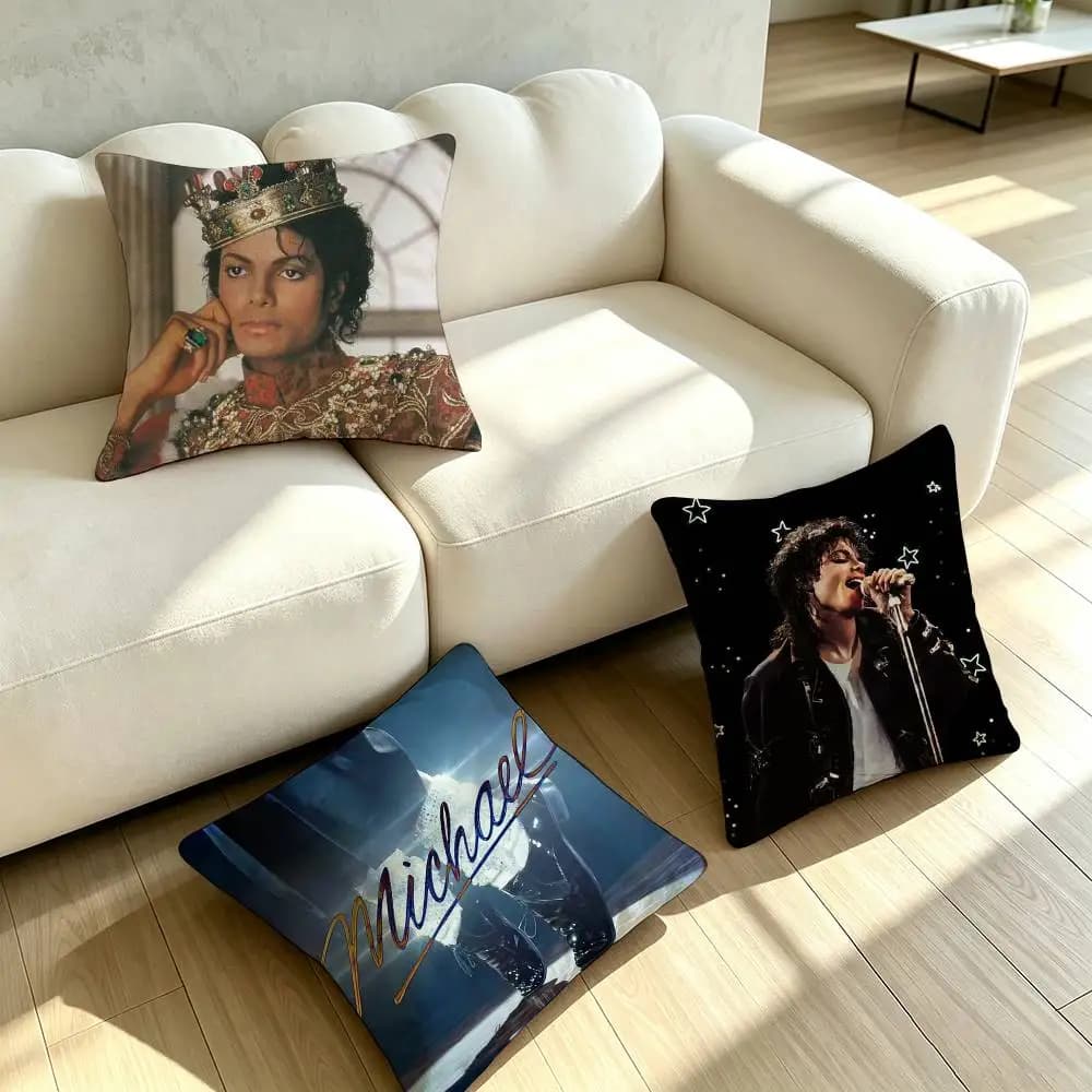 P-Pop King Michael Jackson Square Double-Sided printed Pillow Case Bedroom Bedside Pillow Sofa Cushion Cover