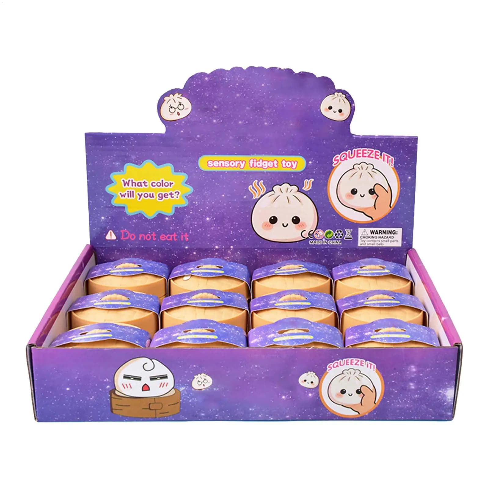 12pcs Small Colorful Dumpling Squishes Stress Balls Fidget Sensory Toys Simulation Food Squishies Bun Squeeze Dough Ball Gifts