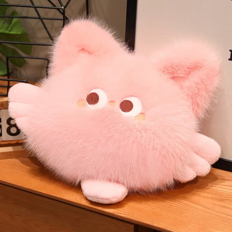 Cuscino Decorativo a Forma di Gatto con Ali d'Angelo, Peluche Morbido per Divano e Letto, Cuscino Lombare per Arredamento Casa