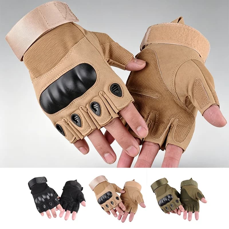 Guanti Sportivi Mezze Dita Antiscivolo Traspiranti per Ciclismo Tattici Resistenti all'Usura Antiurto per Moto e Caccia