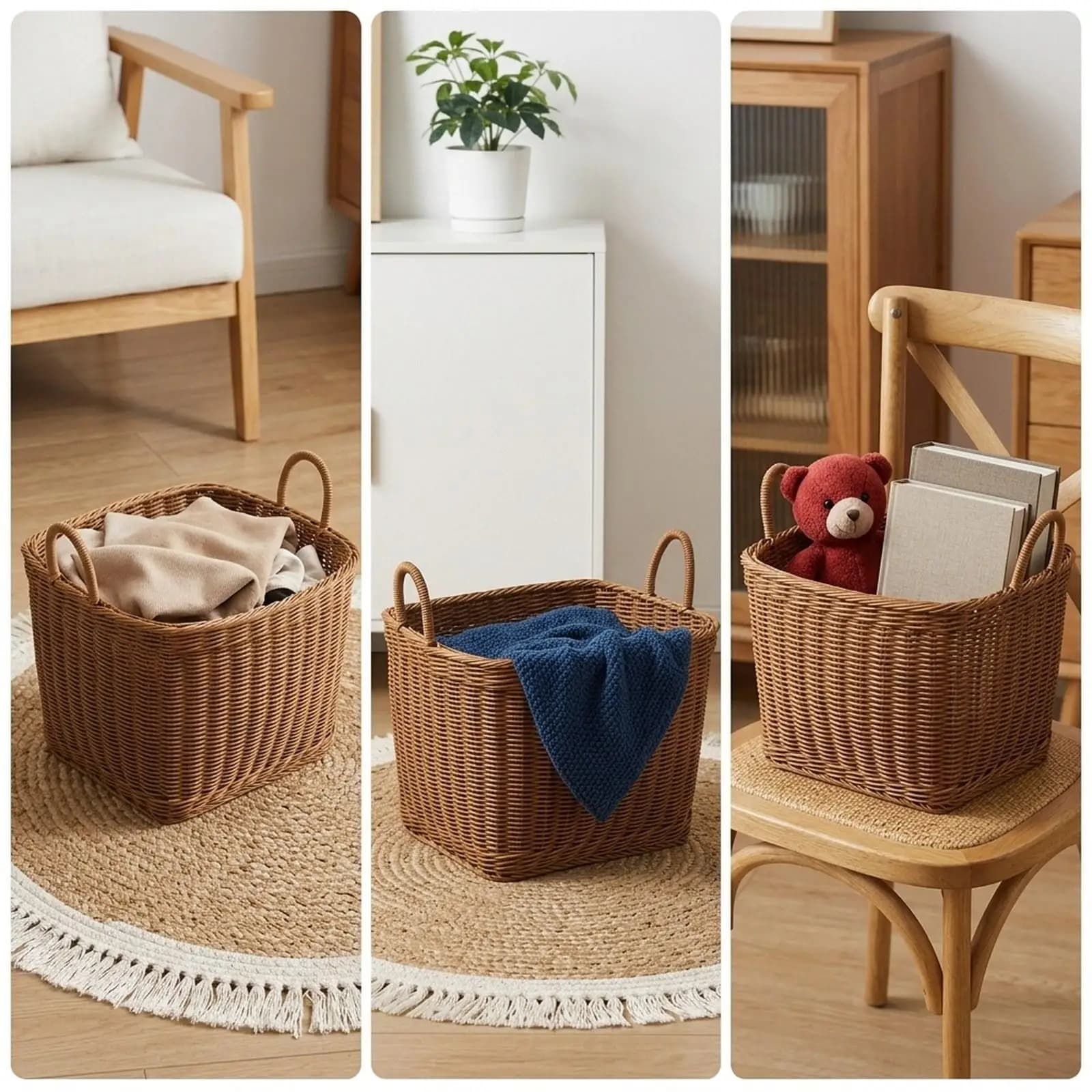 Laundry Hamper Multipurpose Comfortable Woven Laundry Basket Dirty Clothes Basket with Handles for Clothing Bed Sheets Indoor