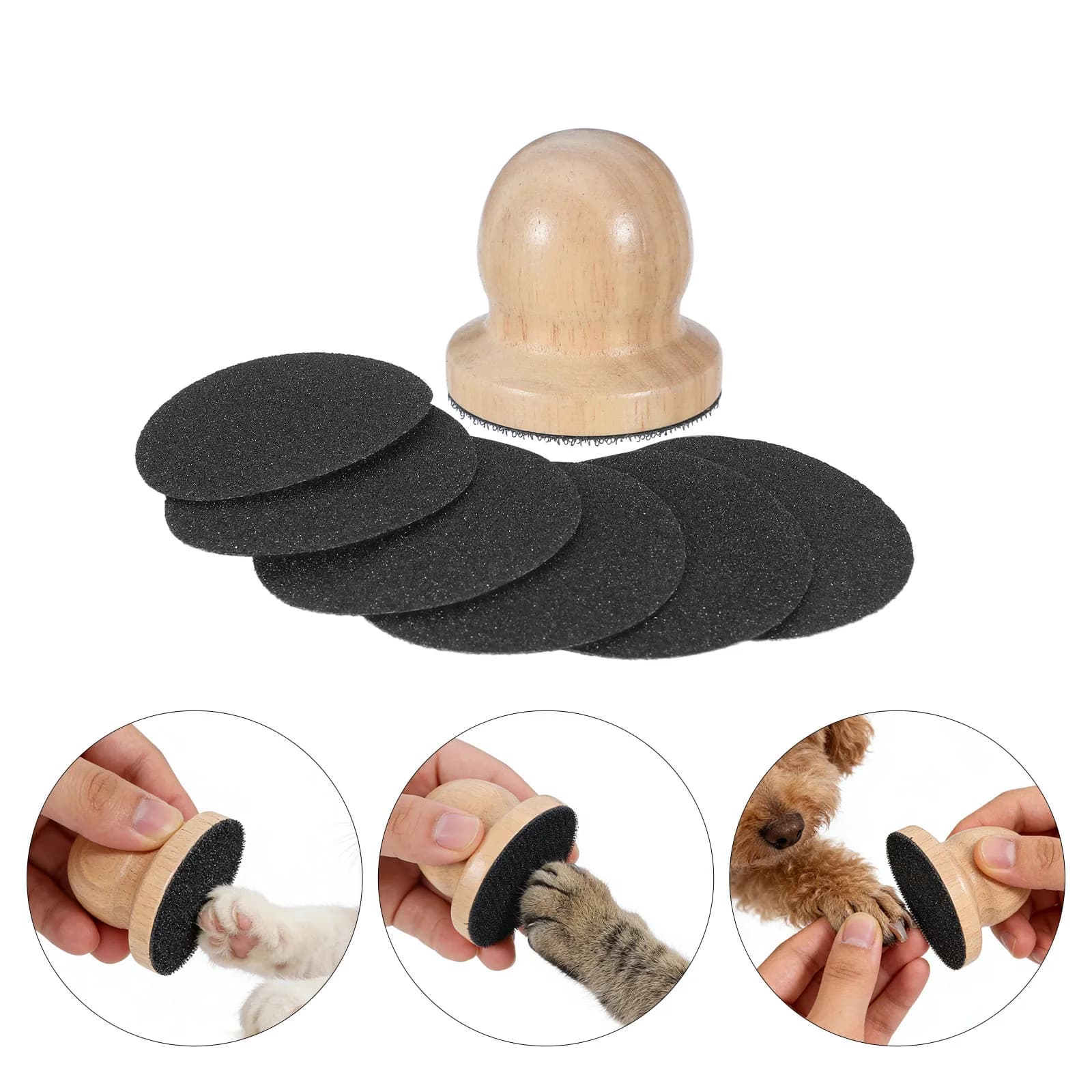 Set Lima per Unghie per Cani Ergonomica in Legno con Superficie Antigraffio e Tamponi di Carta Abrasiva Sostituibili - Piccola per Toelettatura e Riduzione dello Stress