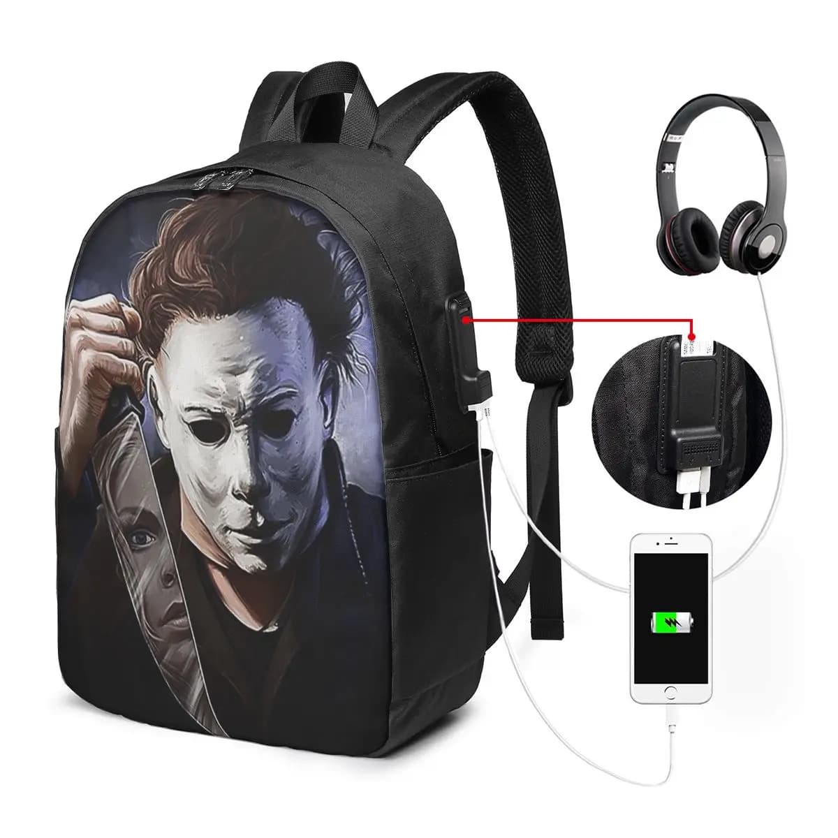 Zaino Michael Myers, borsa da viaggio per notebook, borsa per computer, borsa per studenti universitari, borsa per laptop, borse a tracolla per uomo e donna