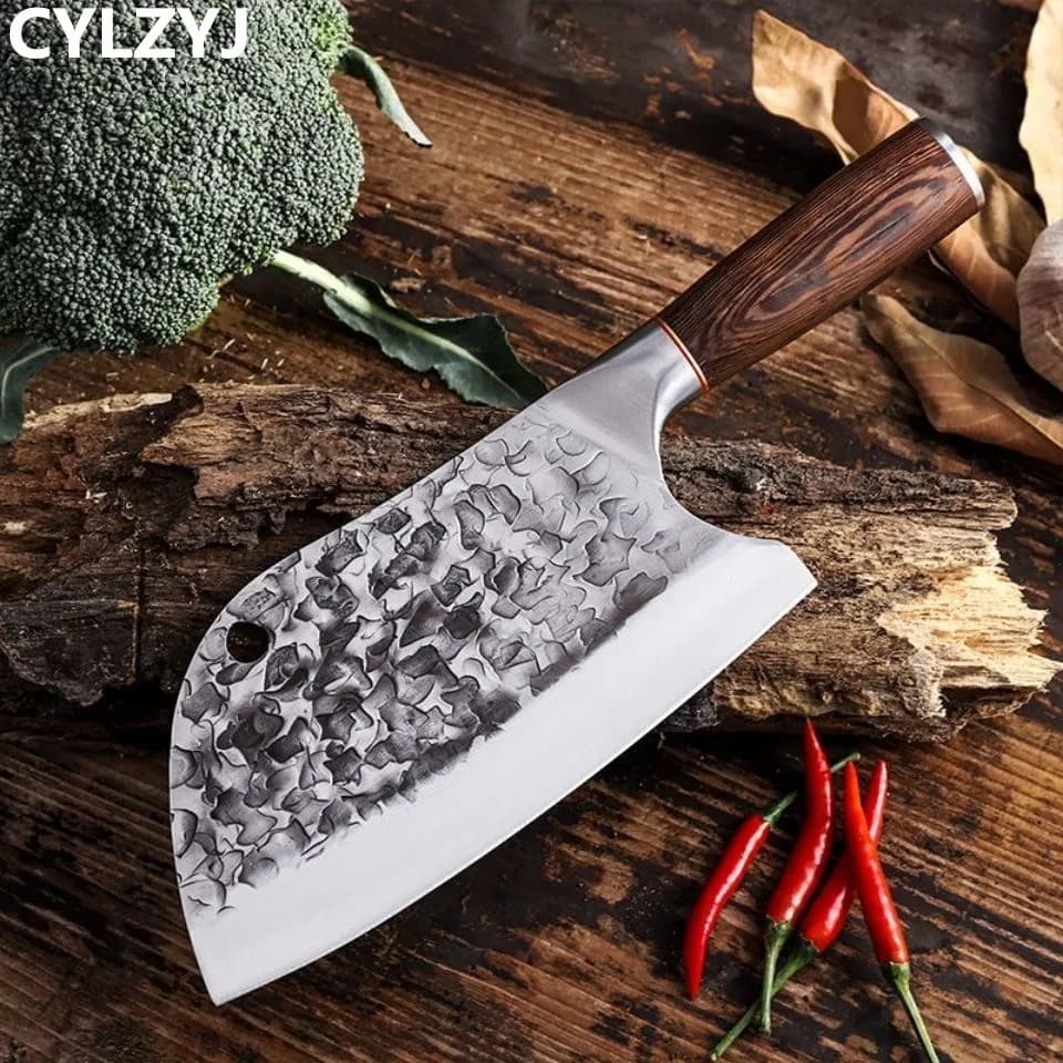 Coltello da cucina forgiato fatto a mano Coltello da macellaio Coltello da carne Tagliere di carne Coltello da cucina per chef serbo 5CR15 Utensili per coltelli in acciaio inossidabile