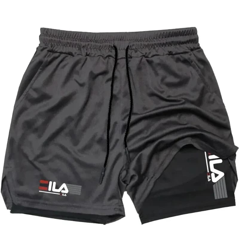 Pantaloncini Sportivi Due-in-Uno da Uomo, Asciugatura Rapida, Traspiranti e Casual, Abbigliamento Sportivo Assorbente, Doppio Strato per la Corsa