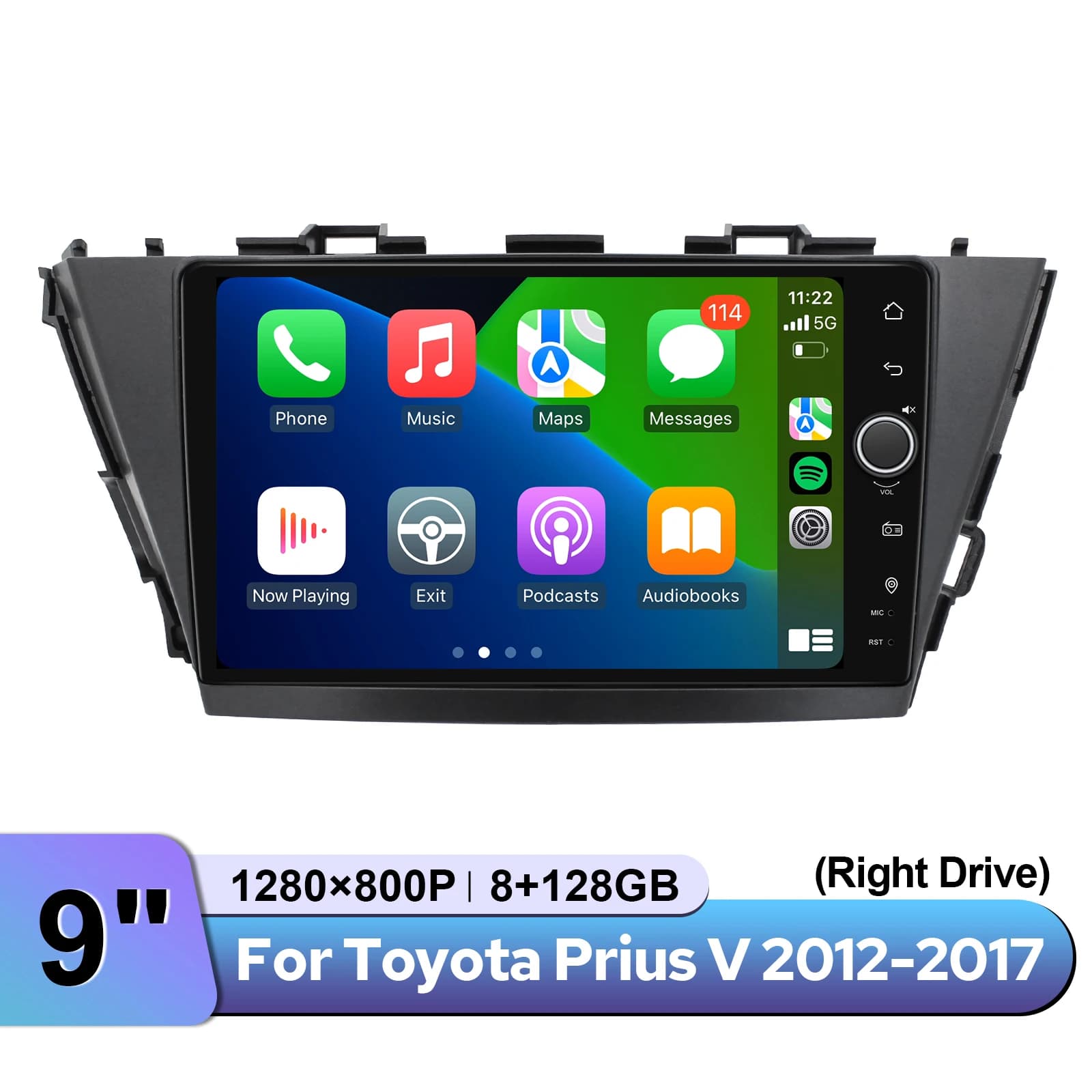 Autoradio Android 9 pollici per Toyota Prius V 2012-2017 RHD con CarPlay e Android Auto Plug&Play - Lettore Multimediale
