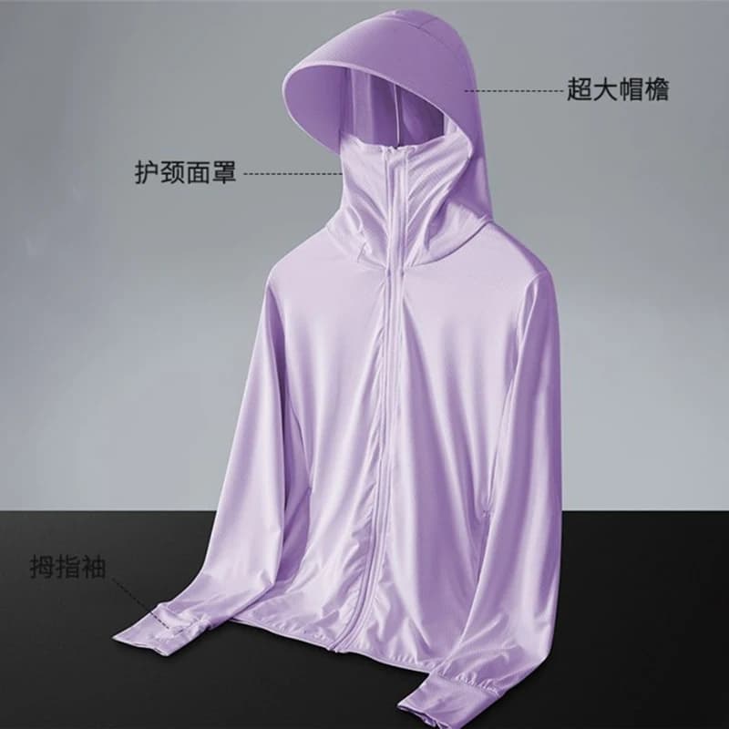 Giacca estiva con protezione solare UV Giacca da pesca da ciclismo unisex Sport all'aria aperta Protezione solare Camicie con cappuccio Abbigliamento Cappotto di seta ghiacciata S-5XL