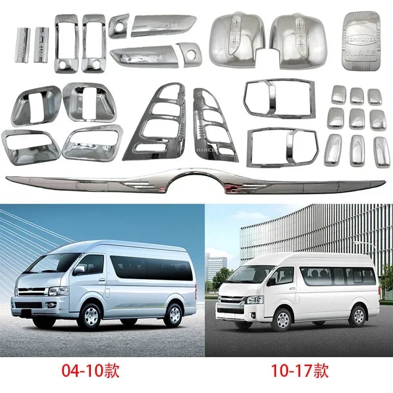 For Toyota Hiace 2004-2017 Rearview Mirror Door Bowl Handle Fog Light Frame Exterior Accessories