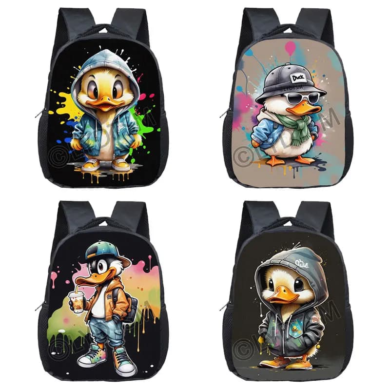 12 Inches Cute Animal Duck Pattern Backpack for 2-4 Years Bookbags for Boys Girls Children Kindergarten Toddler School Bag