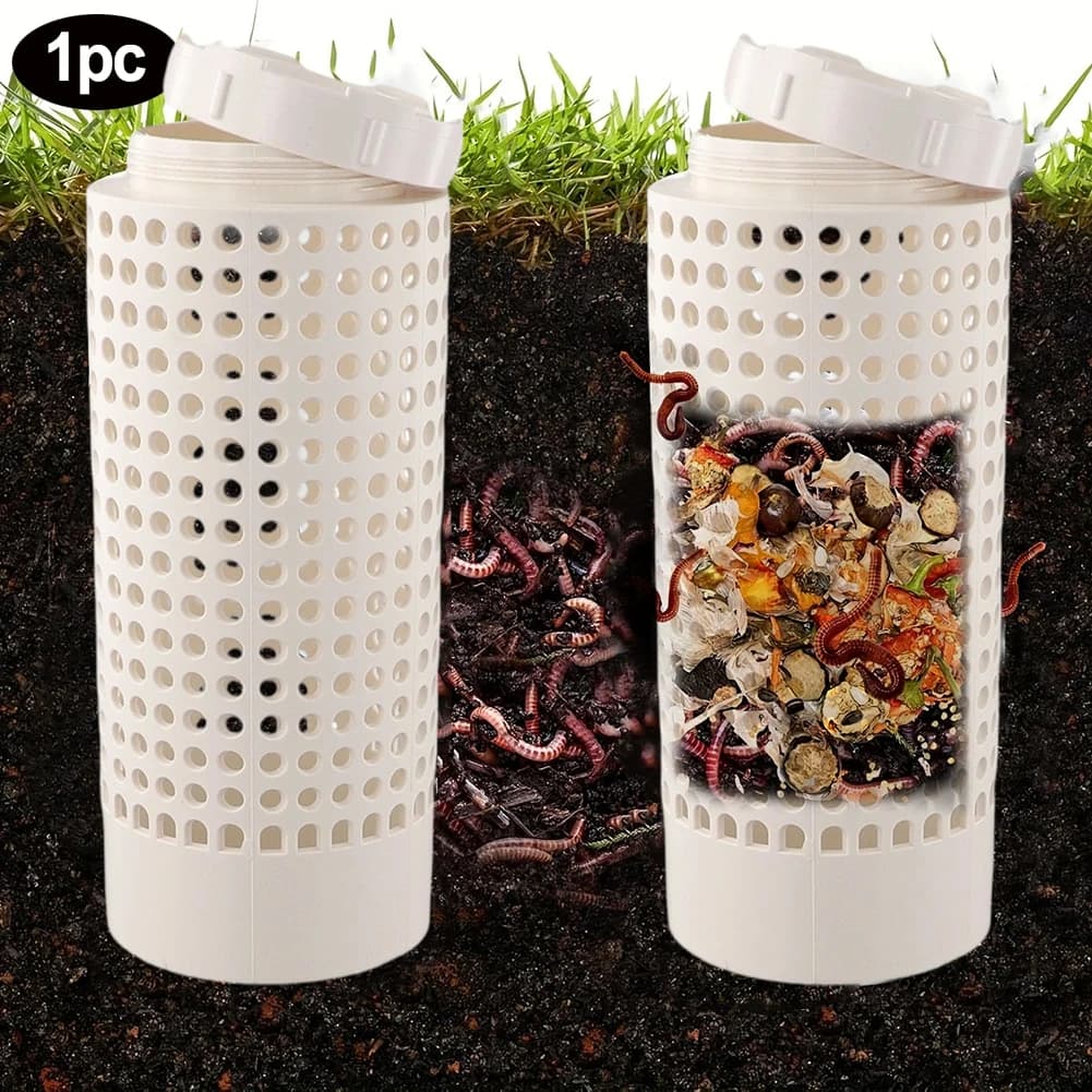 Composter per vermi da 1/2/3 pezzi con fori e coperchio, tubo compostiera salvaspazio in PVC per giardino, cortile e cura del prato