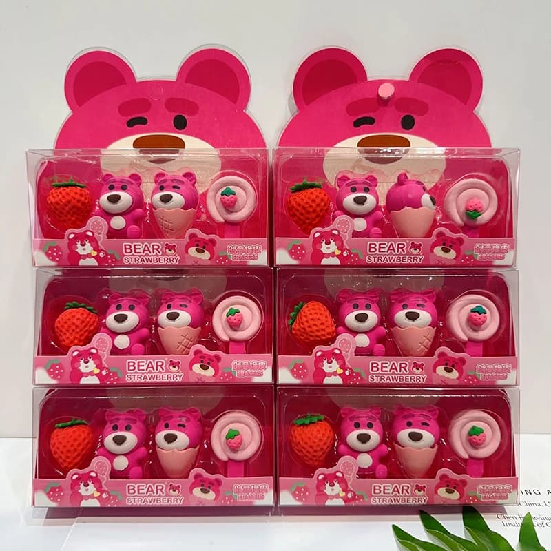 New batch set of tires to be erased for sympathetic strawberry bears cartoon student of clean impiombato without track toys for children peripheral souls
