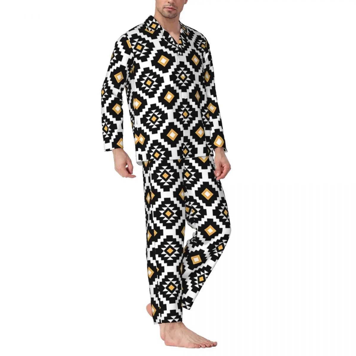 Geometric Art Pijama Aztec Pijama Men's Night Kawaii Autunno 2 pieces Custom Oversize aesthetic pajamas set