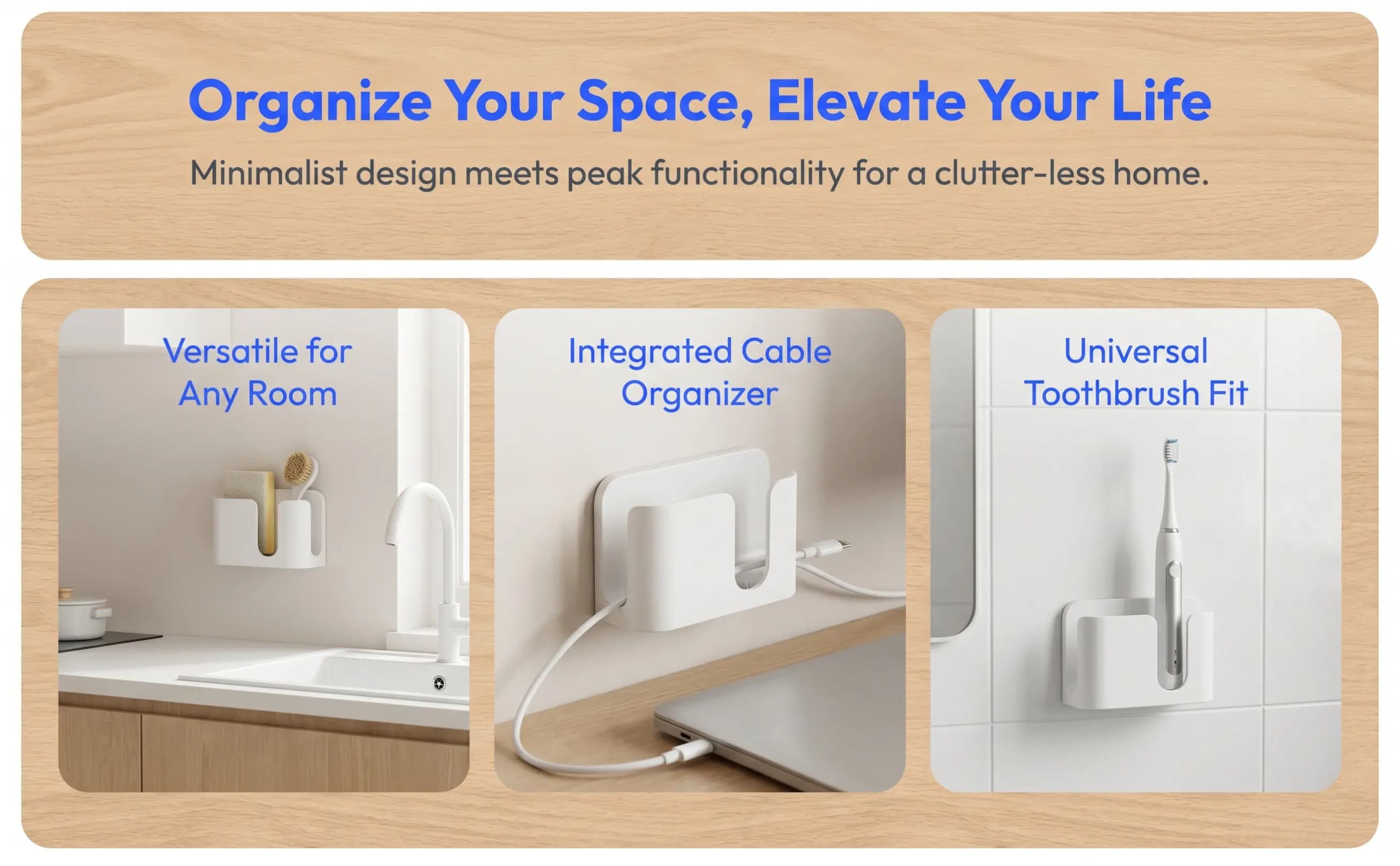 Punch-free Toothbrush Holder Toothbrushes Bathroom Wall Electric for Charging Station Vanity Draining