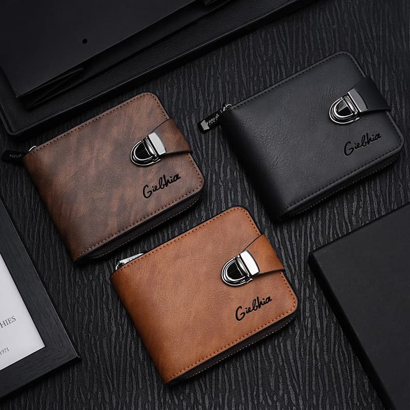 Short Zipper Wallet for Men; Retro Design with Multi Card Slots & High-Volume Coin Purse for Practicality