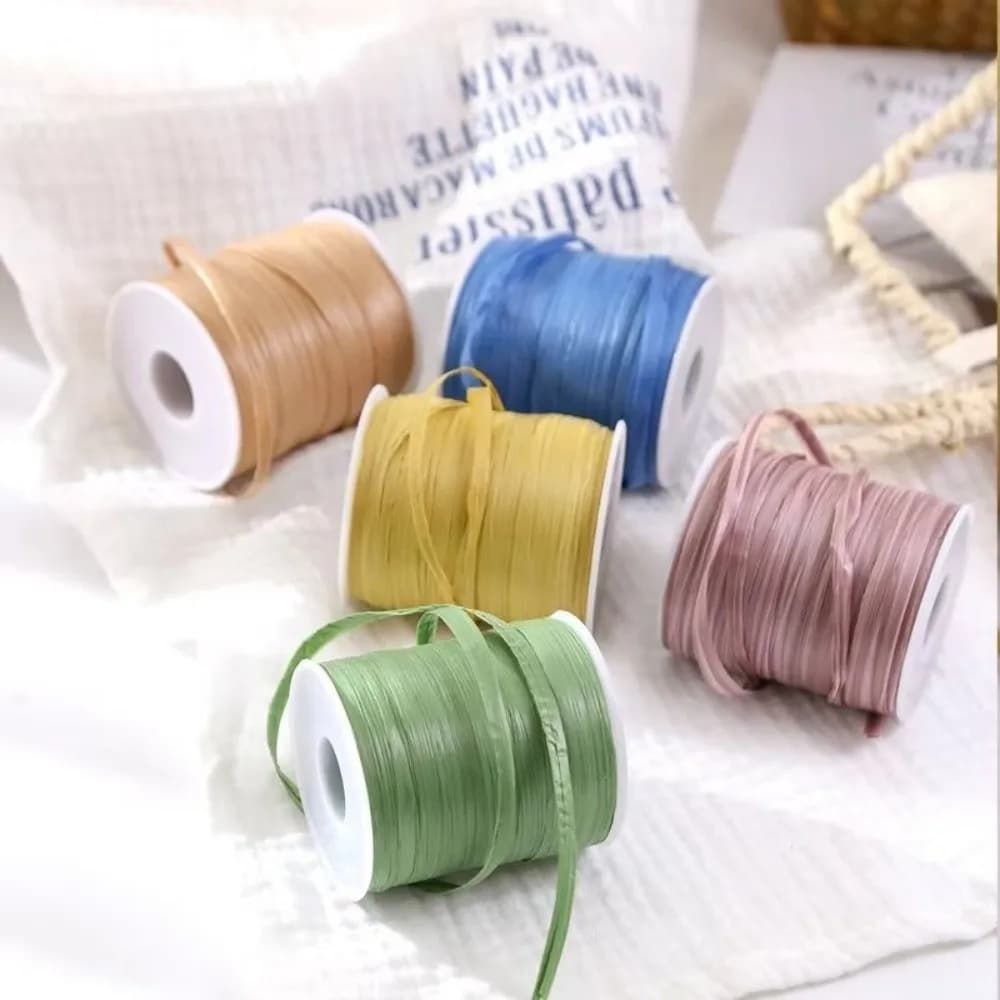 Premium Quality 120M Per Roll Raffia Thread Eco-Friendly Weaving Hook Hat Ribbon Durable Crochet Yarn Bags and Hats