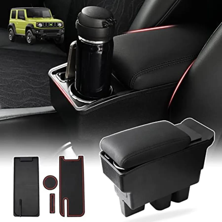 Scatola portaoggetti per console centrale per Suzuki Jimny JB64W/JB74W 2018-2025, ricambio bracciolo con inserto portabicchieri