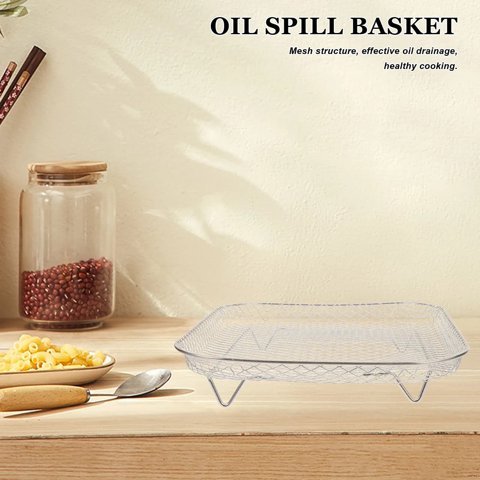 Square Stainless Steel Air Fryer Rack Single-Layer Wire Mesh Design for Oven Air Fryer Dehydration Roasting Vegetables Meats