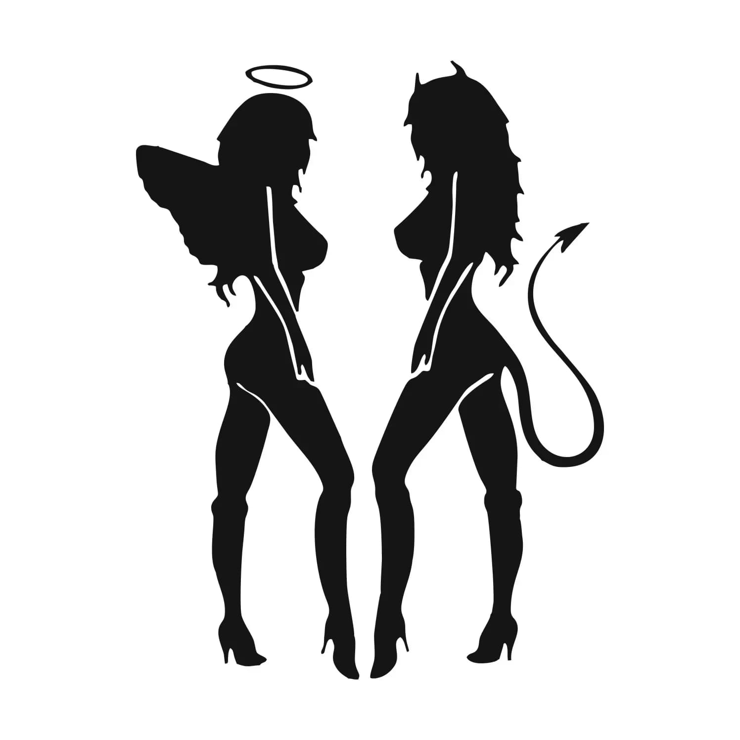 New Design Creative Angel Devil Girl Sexy Protection Solar Decal Decoration Funny Personality decal Car Shape Car Decal, 15cm