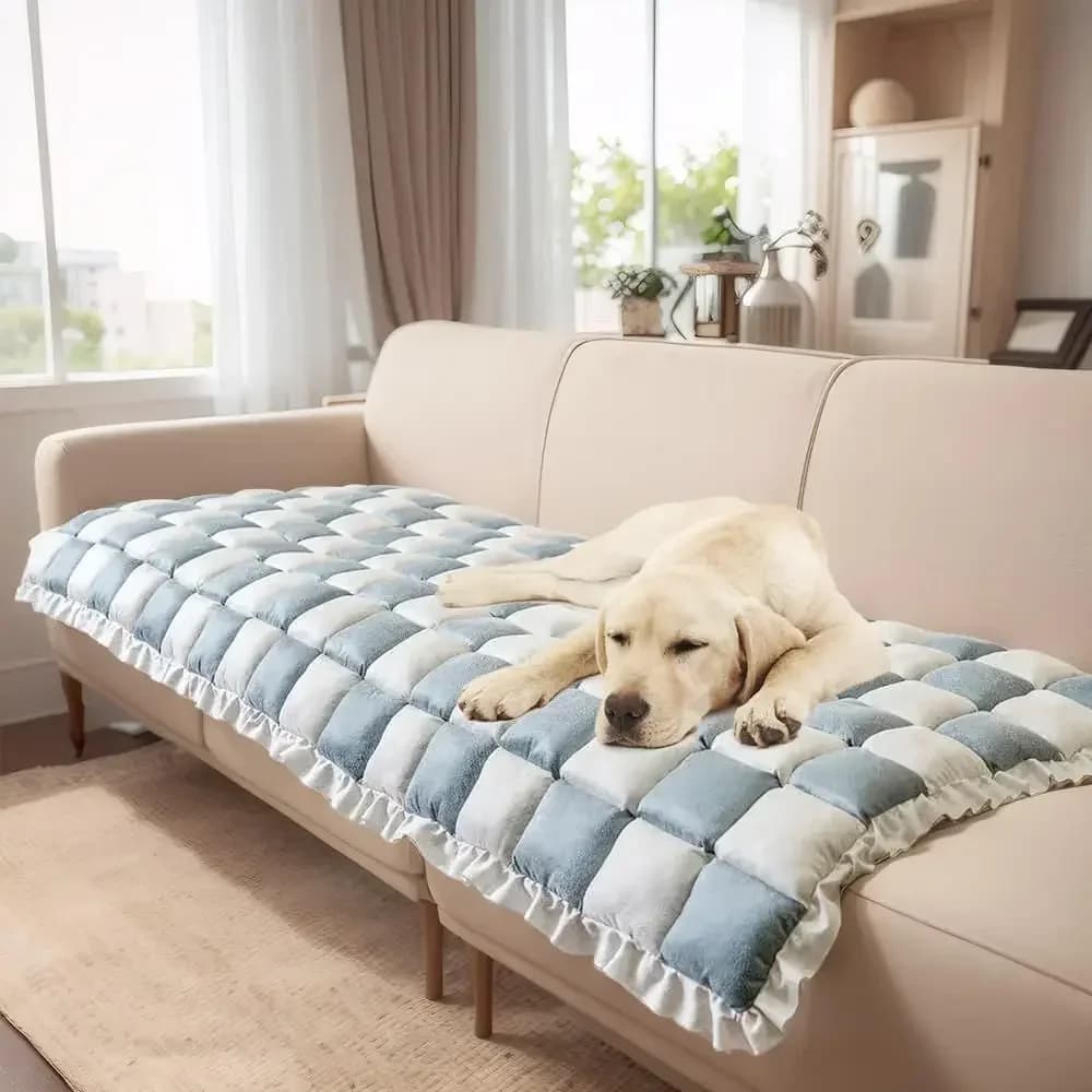 Thickened Non-Slip Washable Plaid Sofa Cover, All-Season Protection for Pets, Camping, Cars, Floors & Beds (28x71in)