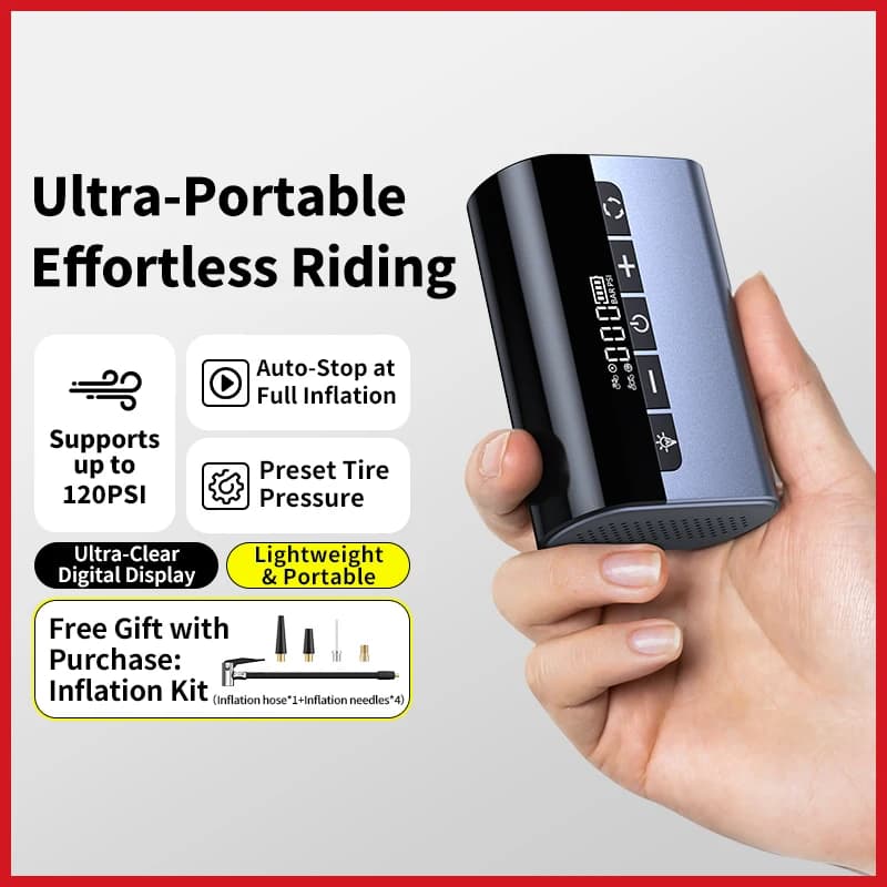 Mini Pompa Elettrica Portatile Senza Fili per Biciclette con Valvole Presta / Schrader per Bici da Strada e MTB