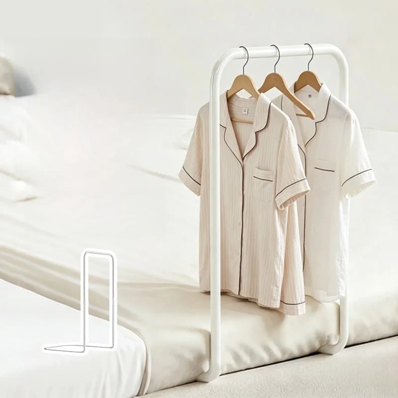 Appendiabiti Salvaspazio da Comodino per Interni, Piccolo e Rimovibile, in Acciaio al Carbonio, per Vestiti Non in Uso in Camera da Letto