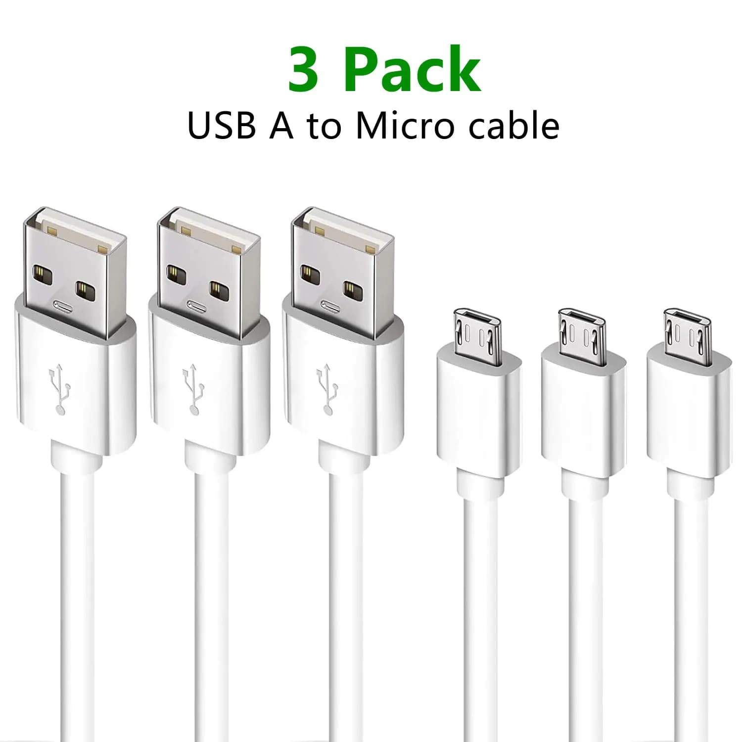 Micro cavo USB 3Pack Android cavo di ricarica 10Ft 6Ft veloce telefono cavo di ricarica per Samsung S7 S6 S7 Edge S5 Nota 5 4 LG G4 HTC PS4 fotocamera MP3 Android cavo di ricarica USB 1mDural e affidabile