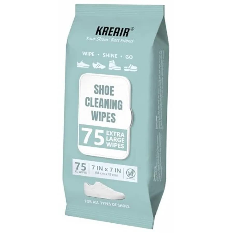 Shoe Cleaning Wipes 75 Ct, XL 7"x7" Wipes, Quick Shoes Clean Wipe for Leather, Suede, Boot, Sneaker, White Shoes