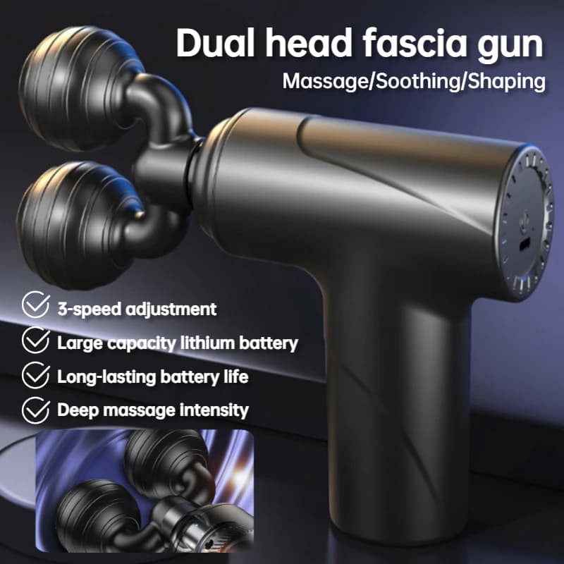 New intelligent multi-stage adjustable mini portable dual head fascia gun, multifunctional muscle relaxation cervical massager