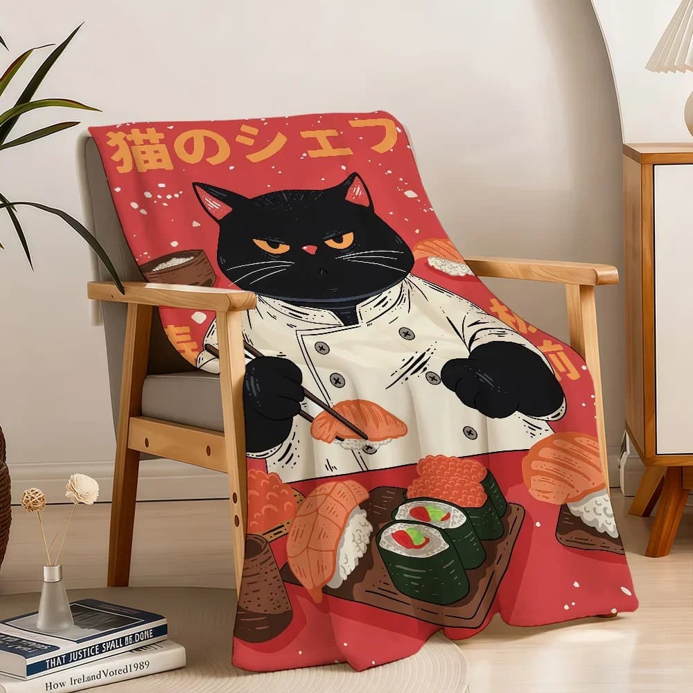 Japanese Sushi Izakaya Blanket Throw Super Cosy Plush Living Room Sofa Couch Childish Birthday Gifts