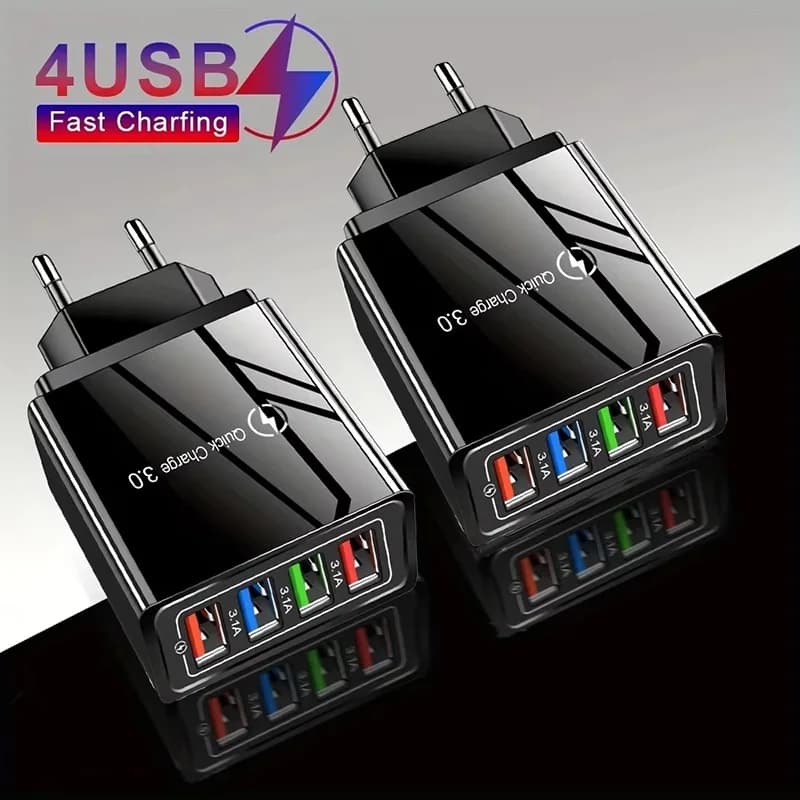 Caricatore USB di ricarica 3A 4 porte USB Quick Charge 3.0 Spina UE USA Caricatore per telefono cellulare Adattatore da muro portatile veloce per telefono iPhone