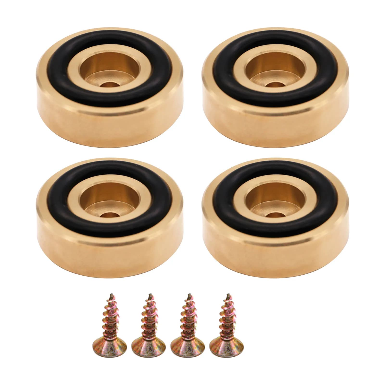 4pcs Brass Cutting Board Feet with Anti Slip Rubber Screws Kit Noise Reducing Speaker Isolation Pads for Kitchen HiFi Amplifier