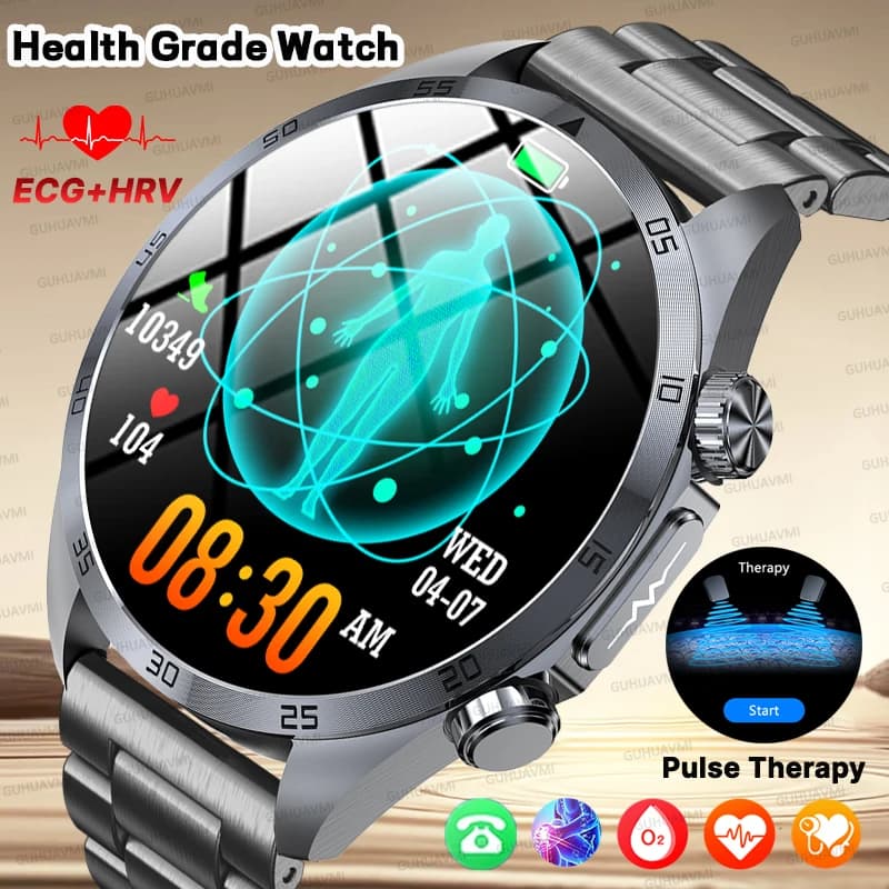 Nuovo Smartwatch 2026 per Terapia a Impulsi Elettroterapia CES Sonno ECG+PPG Pressione Sanguigna Lipidi Acido Urico Chiamate HD Orologio Salute Uomo