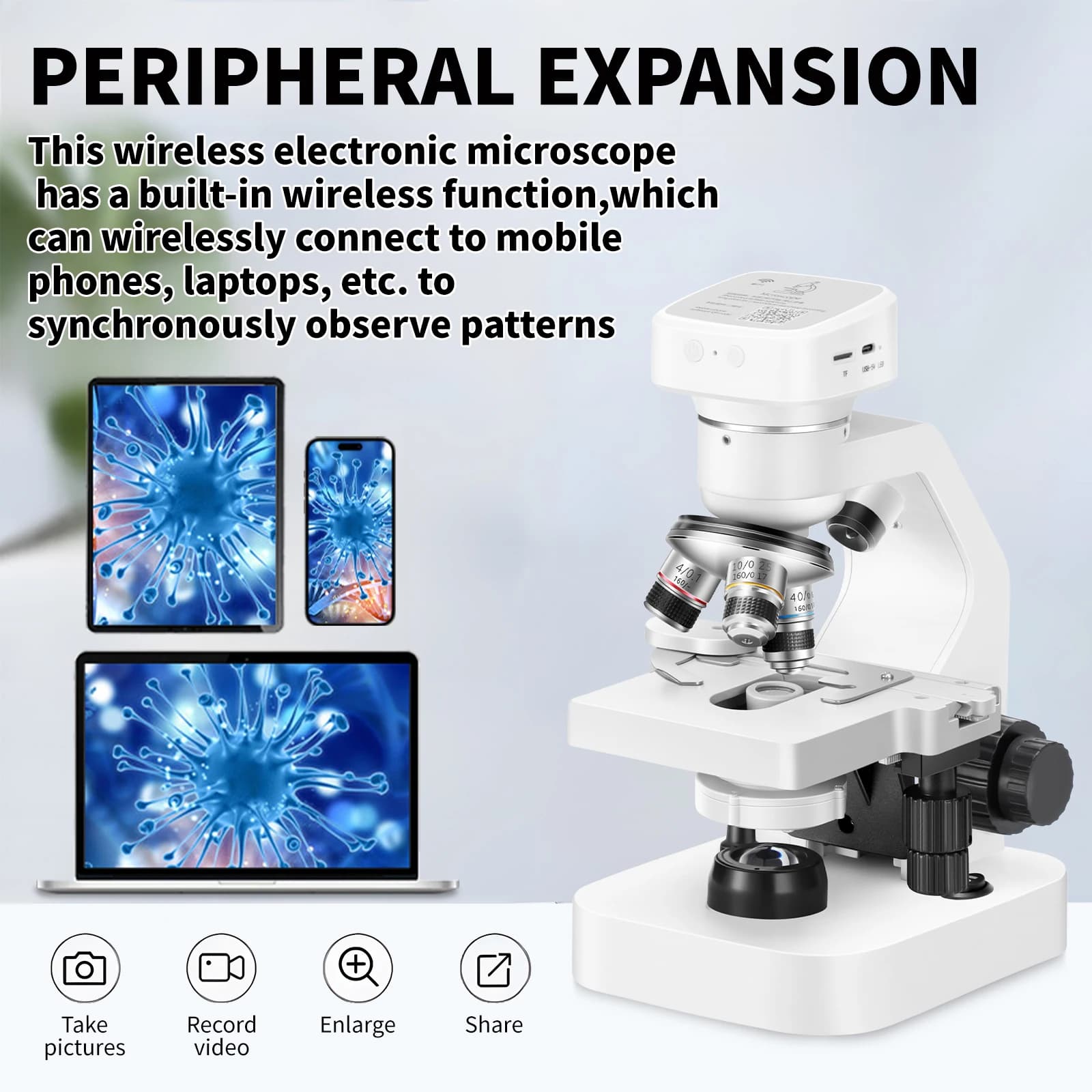 High definition, high magnification WiFi, electron microscope, medical education, biology laboratory