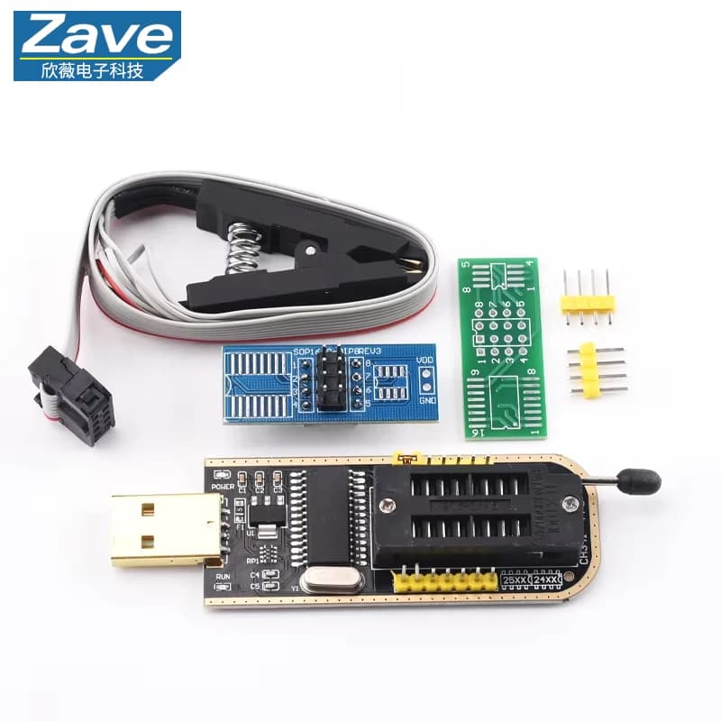 CH341A 24 25 Serie EEPROM Flash BIOS Modulo programmatore USB + SOIC8 SOP8 Clip di test per EEPROM 93CXX / 25CXX / 24CX