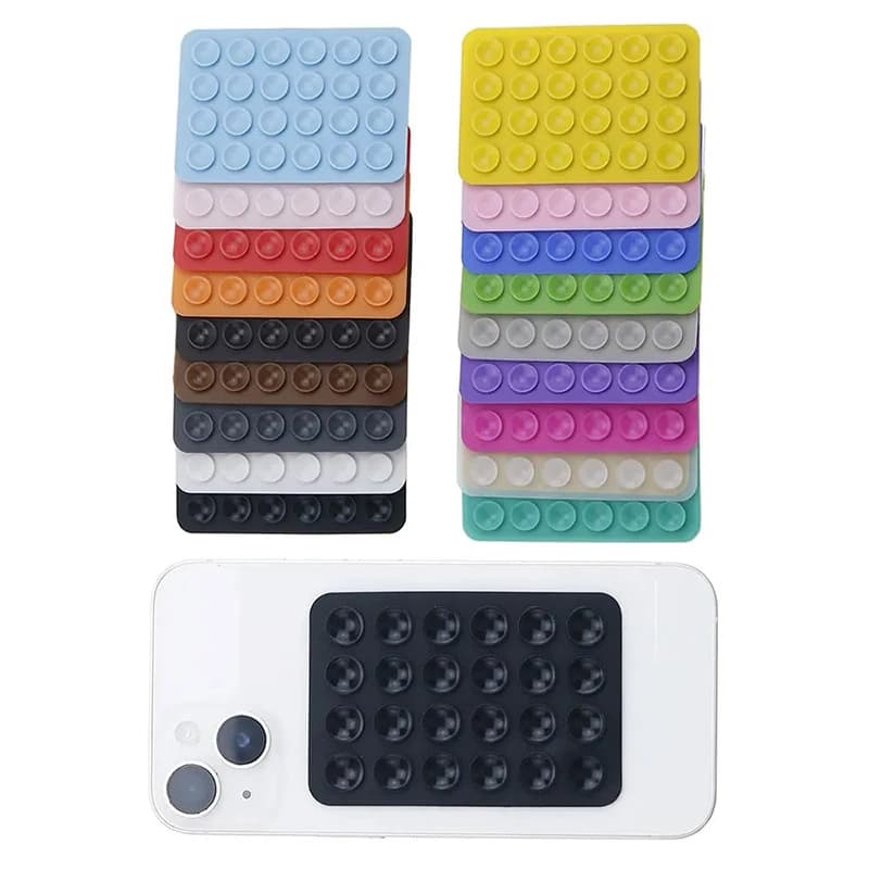 Ventosa quadrata universale in silicone multicolore con forte ventosa in gomma adesiva utilizzata per il fissaggio del telefono cellulare