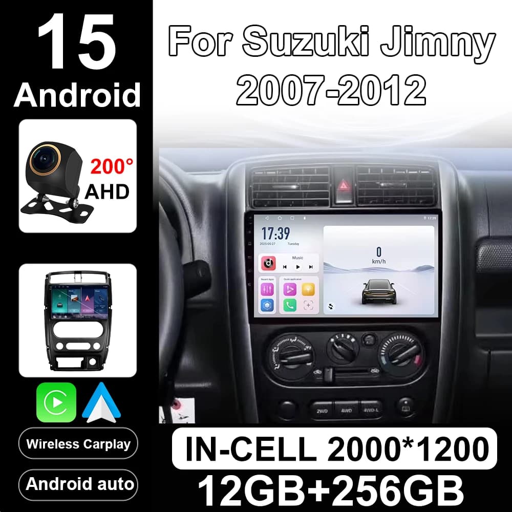 For Suzuki Jimny 2007 2008 2009 2010 - 2012 CarPlay Auto Display Screen Multimedia Player GPS Navigation Smart Android 15 System