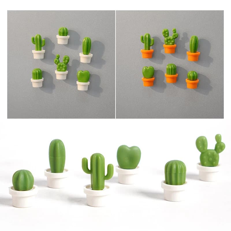Set di 6 Adesivi Magnetici 3D a Forma di Piante Succulente Carine per Frigorifero, Decorazioni per Cucina