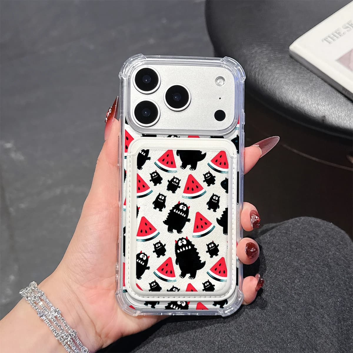 Watermelon Monster Phone Case For iPhone 17 16 15 14 13 Pro Max Plus Wallet Pocket Transparent Soft TPU for Magnetic Phone Case