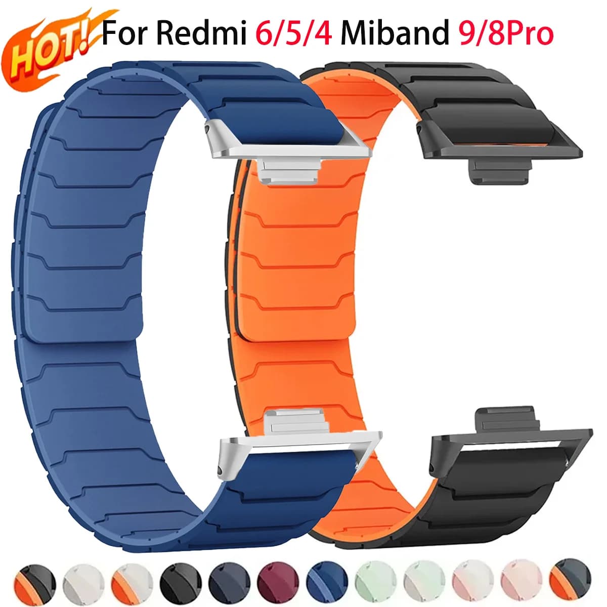 Magnetic Silicone Strap for Redmi watch 6 5 watch 4 Sports Band for Mi band 9pro 8pro Correa Breathable Bracelet Accessories