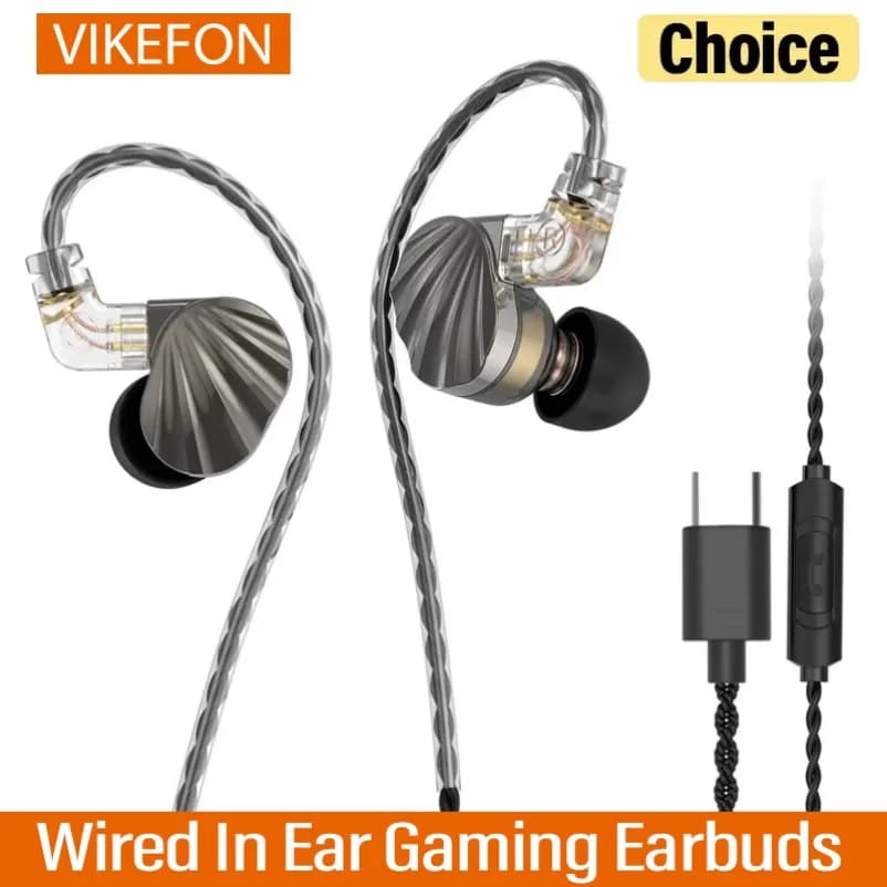 Wired In Ear Earbuds Dynamic Driver Drivers HIFI Stereo Surround Subwoofer Headset Built-in Microphone Noise Isolation Earphone