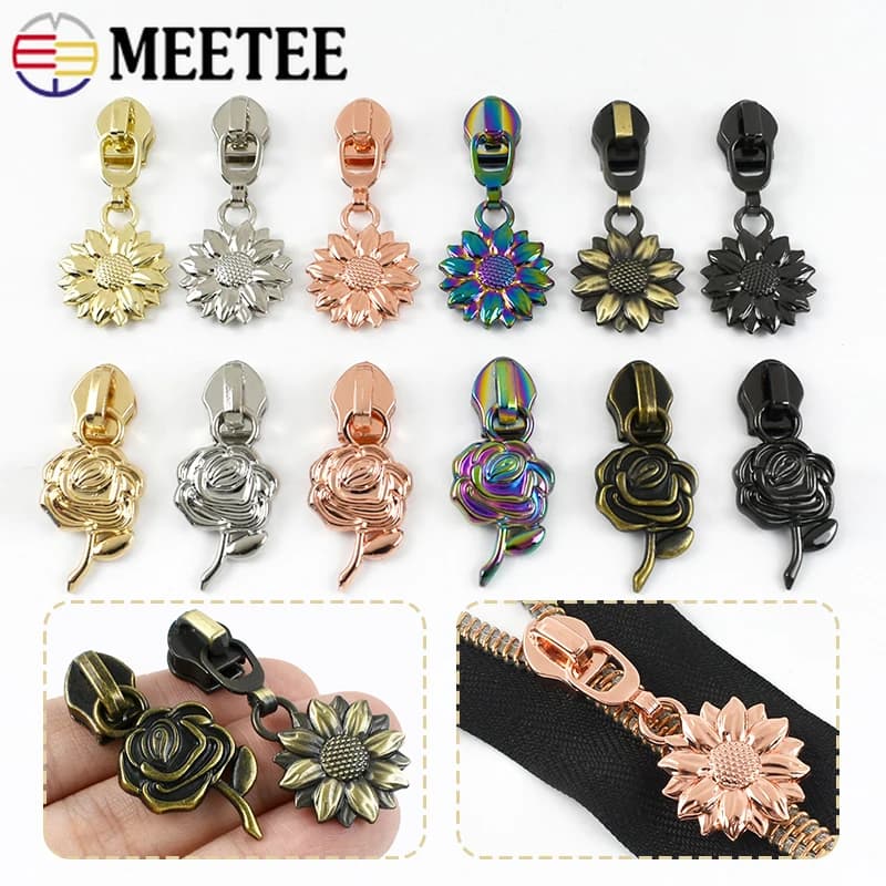 5-30 pezzi 5 # Cursori per cerniere a fiori per cerniere in nylon Nastro per vestiti Estrattore per cerniere Kit di riparazione per teste decorative Accessori per cucire