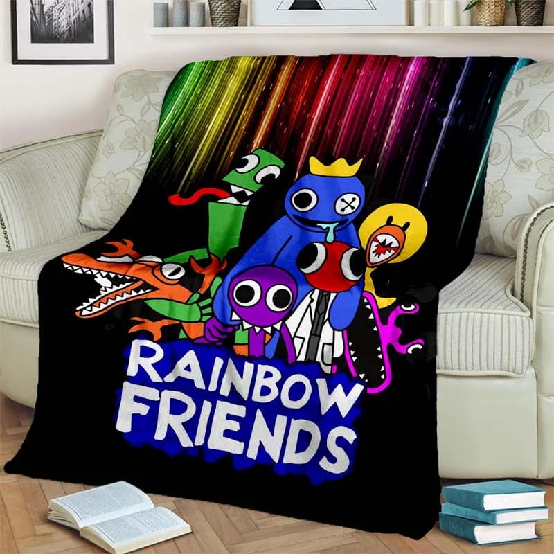 R-Rainbows Friends Game Figure Print Flannel Blanket Cozy Warm Throw Gaming Room Bedroom Sofa Birthday Present Indoor Home Decor