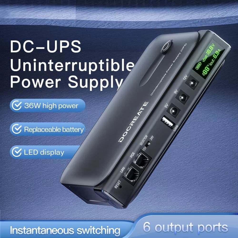 Uninterruptible Power Supply 36W Digital Display UPS 5V 9V 12V Mini Backup Power Adapter No Battery For WiFi Router EU Plug