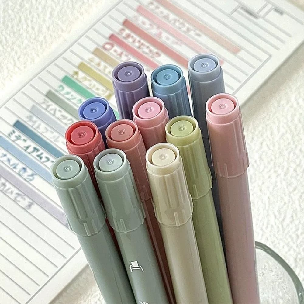 4pcs/set Creative Dual Tip Highlighter Pens Gradient Pastel Chisel & Fine Tip Marker Pens Highlighters Journaling Notes